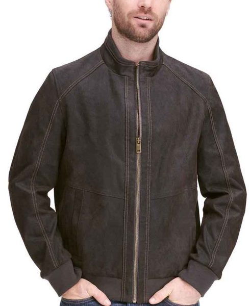 Men's Sharp Looking Vintage Leather Bomber Jacket
